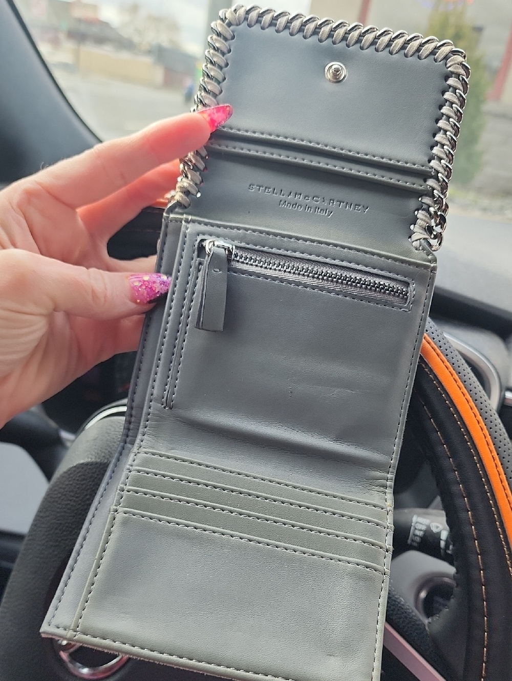 Stella McCartney Light Green Suede Wallet with Silver Chain Cqqharm - Picture 5 of 6